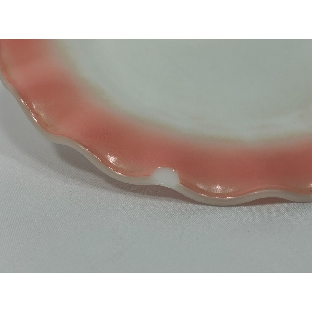 VTG Hazel Atlas Pink Depression Crinoline Ripple Ruffle Edge 3 Plates‎ 1 Saucer - Picture 6 of 10